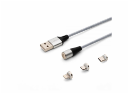 SAVIO CL -153 Magnetický KABEL - USB typu C, Micro a Lightning 1m
