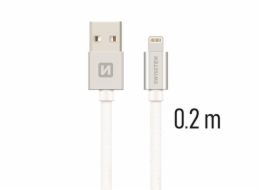 Swissten Datový Kabel Textile Usb / Lightning 0,2 M Stříbrný