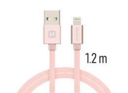 Swissten Datový Kabel Textile Usb / Lightning 1,2 M Růžovo/Zlatý