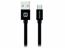 Swissten Datový Kabel Textile Usb / Micro Usb 3,0 M Černý