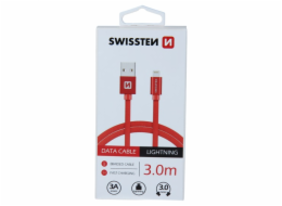 Swissten Datový Kabel Textile Usb / Lightning 3,0 M Červený