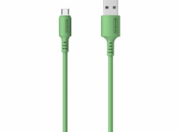 USB CABLE MICRO 3A SOMOSTEL GREEN 3100mAh QUICK CHARGER 1.2M POWERLINE SMS-BP06 MACARON - 10000+ BENDING STRENGTH