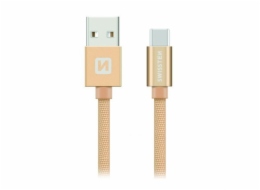 Swissten Datový Kabel Textile Usb / Usb-C 1,2 M Zlatý