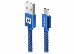 Swissten Datový Kabel Textile Usb / Usb-C 0,2 M Modrý