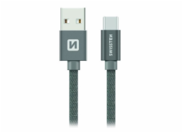 Swissten Datový Kabel Textile Usb / Usb-C 2,0 M Šedý