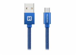 Swissten Datový Kabel Textile Usb / Micro Usb 2,0 M Modrý