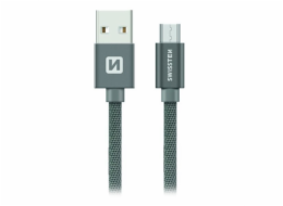 Swissten Datový Kabel Textile Usb / Micro Usb 1,2 M Šedý