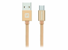 Swissten Datový Kabel Textile Usb / Micro Usb 2,0 M Zlatý