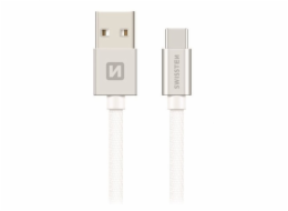 Swissten Datový Kabel Textile Usb / Usb-C 0,2 M Stříbrný