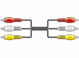 AV:link kabel 3x RCA samec - 3x RCA samec, 3m