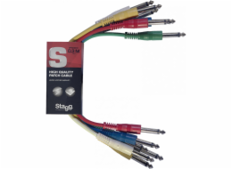 Stagg SPC030 E, propojovací mono kabely, Jack 6,3 mm – Jack 6,3 mm, 6 x 30 cm