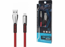 CABLE Iphone 2.4A RED FLAT 2400mAh QUICK CHARGER QC 3.0 1M POWERLINE SMS-BW02- METAL PLUGS