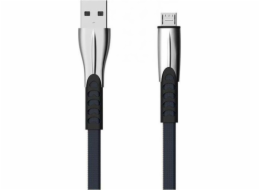 USB TYP-C CABLE 2.4A BLUE FLAT 2400mAh QUICK CHARGER QC 3.0 1M POWERLINE SMS-BW02 - METAL PLUGS