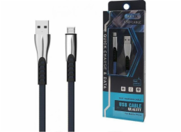 USB CABLE MICRO 2.4A BLUE 2400mAh QUICK CHARGER QC 3.0 1M POWERLINE SMS-BW02- METAL PLUGS