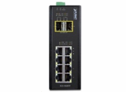 Planet IGS-1020TF, Switch, průmyslový, 8x 10/100/1000T, 2x 100/1000X SFP, -40~+75°C