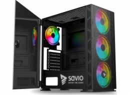 SAVIO PC skříně Raptor X1 ARGB Glass/Mesh Černá