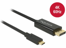 Kabel USB-C -> DisplayPort M/M 2m (tryb alternatywny DP) 4K 60Hz czarny 