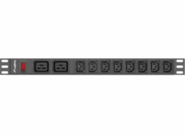 LANBERG POWER STRIP RACK PDU (1U, 16A,2XC19,8XC13)