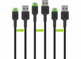 Green Cell KABGCSET02 USB kabel 1,2 m USB A USB C Černá