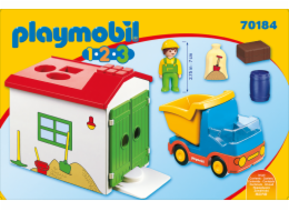 Vyklápěcí auto s garáží Playmobil, 1.2.3, 6 dílků