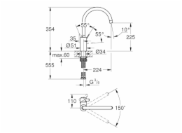 Grohe Eurosmart Cosmopolitan dřezová jednopáková baterie, 1/2