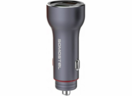 CAR CHARGER 5A GREY METER + TYPE-C CABLE SOMOSTEL 30W 2XUSB DUAL SMS-A89 QUICK CHARGE QC 3.0 METAL - POWER DELIVERY