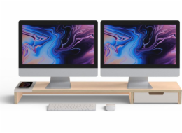 POUT EYES9 - All-in-one wireless charging & hub station for dual monitors Maple Black