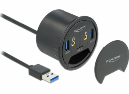 Delock 3 Port Tisch-Hub 1x Typ-C - 2x Typ-A + HD-Audio, USB-Hub 62794