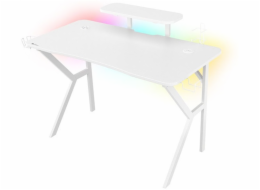 Genesis herní stůl Holm 320, RGB podsvícení, bílý, 120x60cm, 3xUSB 3.0, bezdrátová nabíječka