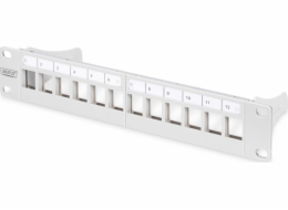 Digitus DN-91419 DIGITUS Modulární propojovací panel, stíněný, 12 portů, 1U, 254 mm (10 "), montáž do stojanu, šedá RAL 7035