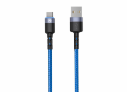 Tellur Data cable USB to Type-C with LED Light, 3A, 1.2m blue