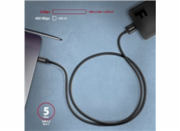 AXAGON BUMM3-CM10AB, SPEED kabel Micro-B USB <-> USB-C, 1m, USB 3.2 Gen 1, 3A, ALU, tpe, černý