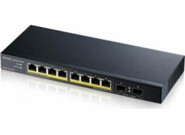 Zyxel GS1100-10HP v2 10-port Desktop Gigabit PoE Switch, 8x gigabit PoE RJ45, 2x SFP, 120W PoE budget