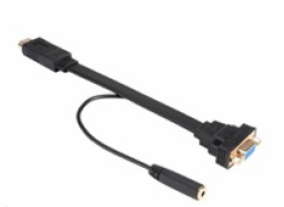 AKASA kabel HDMI na VGA, s audio kabelem, 20cm, černý