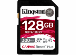 Kingston SDHC UHS-II 128 GB SDR2/128GB Kingston SDXC karta 128GB Canvas React Plus SDXC UHS-II 300R/260W U3 V90 for Full HD/4K/8K