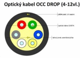 XtendLan FO kabel, 9/125, 8c, DROP, 3,7mm LS0H, černý, G.657A, 1000N, 1km cívka s konektory