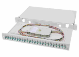 Digitus Fiber Optic Sliding Splice Box, 1U, Equipped 24x LC duplex, incl. M 25 Screw, Splice Cassette OM3 Color Pigtails, Adapter