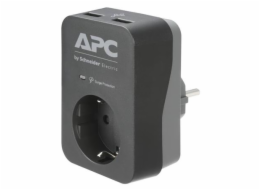 APC Essential SurgeArrest, 1 zásuvka, 2 USB nabíjecí konektory, černá, SCHUKO