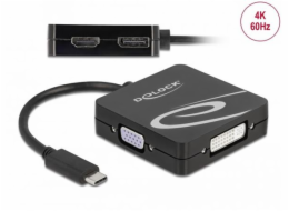 DeLOCK USB adaptér, zástrčka USB-C > zásuvka VGA + HDMI + DVI + DisplayPort