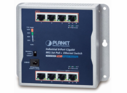 Planet WGS-818HP Planet průmyslový plochý switch 8x 1Gb, 8x PoE 30/120W, 48-56V, IP30, -20/60st, fanless