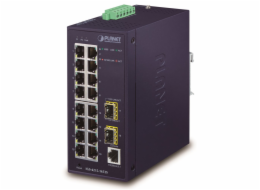 Planet IGS-4215-16T2S průmyslový L2 switch, 16x1Gb, 2x1Gb SFP, dual 12-48VDC , -40~75°C, 1x RJ45 serial port, IP30