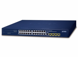 Planet GS-4210-24T4S L2 switch, 24x1Gb, 4x1Gb SFP, QoS, fanless, 2x power-in