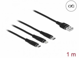 DeLOCK USB Ladekabel, USB-A Stecker > USB-C + Micro USB + Lightning Stecker