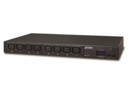 Planet IPM-8220, IP ovládání 8x zásuvek 230V/10A, LED+displej, wattmetry, možnost senzoru, rackmount 19/1U