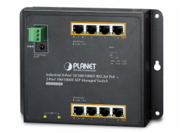 Planet WGS-4215-8P2S plochý L2/L4 switch, 8x1Gb, 2x1Gb SFP, 8x PoE 802.3at 200W, 48-56VDC, -40~75°C, IP30, fanless