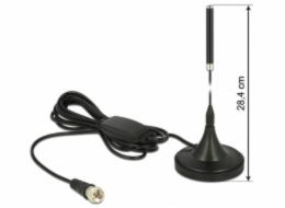 Delock DAB+ Antenna F Plug 21 dB active omnidirectional with magnetical stand fix black