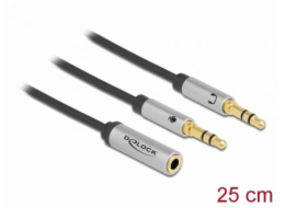 Adaptér pro sluchátka DeLOCK 3,5 mm 4kolíková jack zásuvka > 2x 3,5 mm 3pinová jacková zástrčka