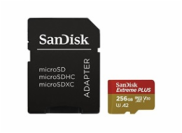 SanDisk micro SDXC karta 256GB Extreme PLUS (200 MB/s Class 10, UHS-I U3 V30) + adaptér