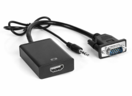 XtendLan Konvertor VGA (M) na HDMI (F), s audio propojením (jack 3,5mm), napájení přes USB micro (B), do 1080p