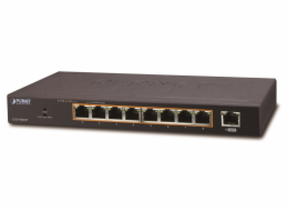 Planet PoE switch 1Gbps, 9xTP, 8xPoE 802.3at 30W/120W, fanless